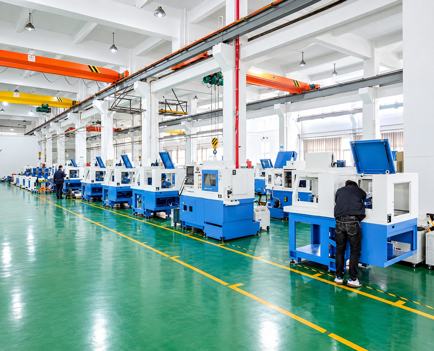 Swiss-Type CNC Lathe Final Assembly Workshop